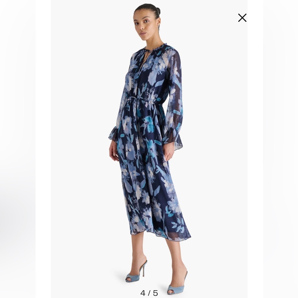 Steve Madden Blue Floral Midi Dress NWT